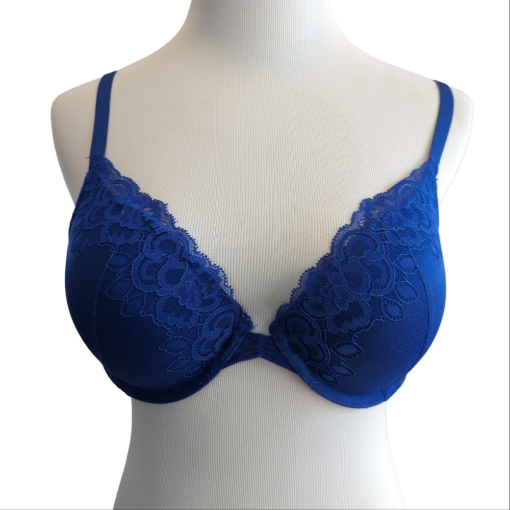 Aerie Bra sz 34D, royal blue with lace details, underwire